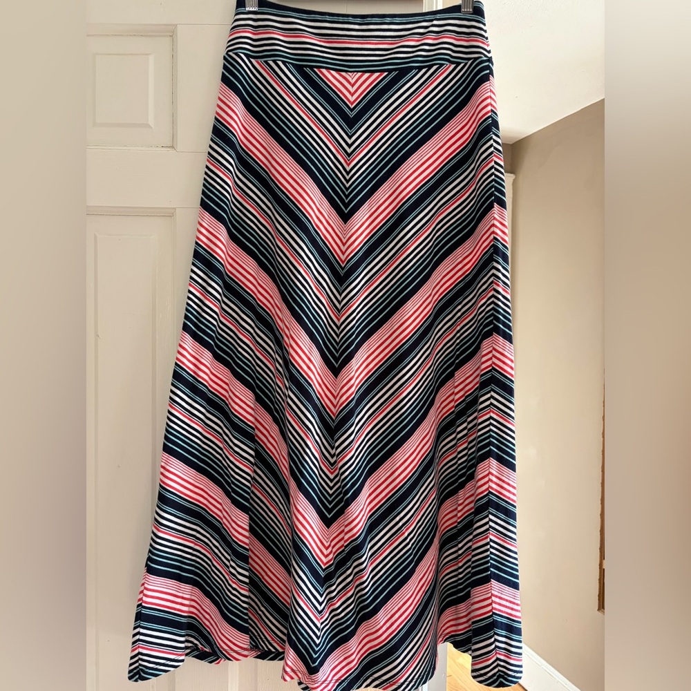 Talbots Chevron Striped Pink and Black A-Line Skirt